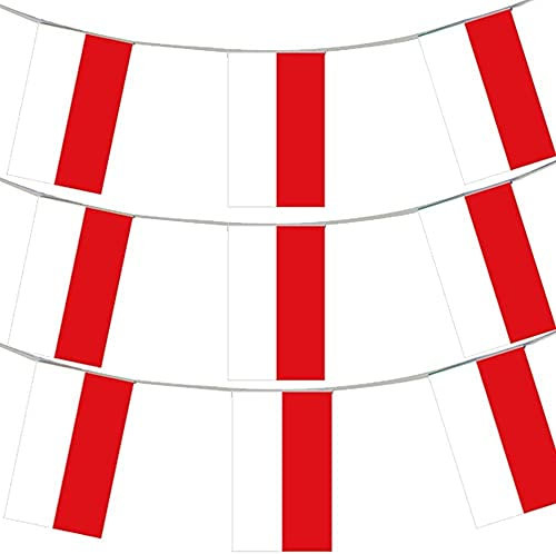 Bandera polaca de 10 metros para fiestas de Polonia de 10 metros, decoración grande y europea de 20 x 30 cm, para todo tipo de clima, banderas polacas