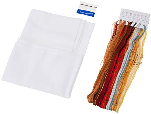 VERVACO Tovaglia Punto Croce con Tela Aida Riccio E Funghi Biancheria da Tavola Set Fai da Te Creativo Punto Croce Contato Kit 80 x 80 cm Hobby Creativi Adulti Casa Decor Cross Stitch Embroidery