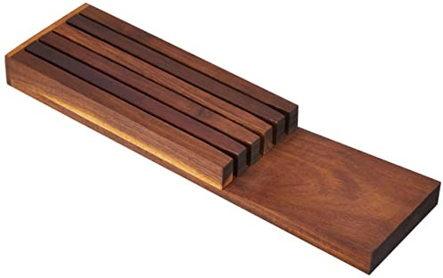 Continenta Messerblock für Schublade aus Akazie Kernholz, Messerhalter in Edel Qualität, Schubladen Messerblock für 5 Messer, Größe: 39 x 11 x 3,5 cm | Messer)