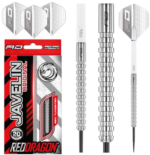 RED DRAGON Darts - Javelin Original Tungsten Darts | Profi Steeldarts mit Metallspitze, Flights & Shafts | Erhältlich in 20g, 22g, 24g, 26g | Präzise, langlebig & perfekt ausbalanciert.