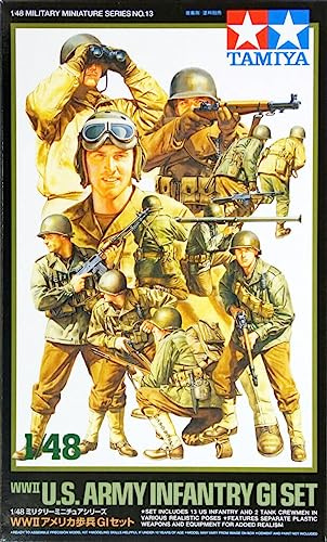 Tamiya 35213 1:48 Figuren-Set US Infanterie (15) - Modellbausatz,Plastikbausatz, Bausatz zum Zusammenbauen, detaillierte Nachbildung, Olive Drab, Braunoliv