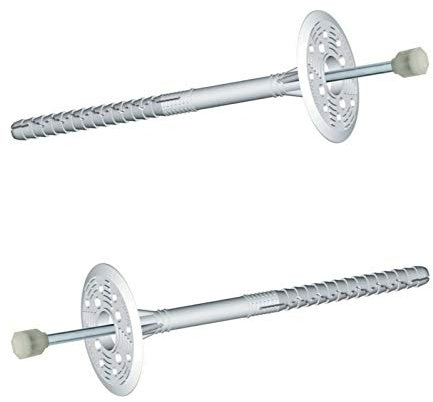 Wkret Met Tellerdübel mit Stahlnagel und Thermokopf, 200 St., 10mm x 160mm, Silber, Stahl, Expansionsbolzen, Dübel