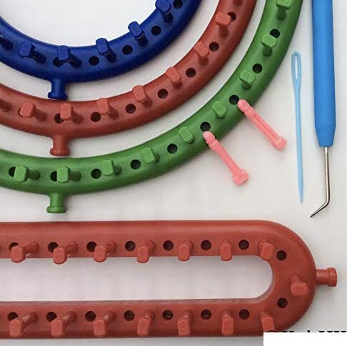 Knitting Loom Assortment Set of 4: 1 Long + 3 Round Looms. New Series Looms with extra pegs for bulky & fine yarns by KnitUK