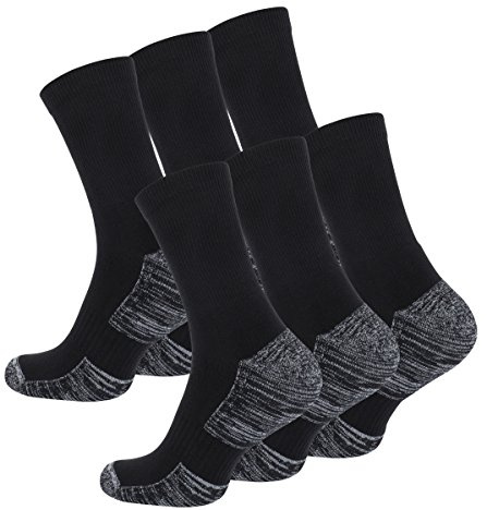 STARK SOUL 6 par multifunktionella strumpor, utomhusstrumpor med stoppad sula, trekking – vandringsstrumpor, 6 par – svart, 43-46 EU