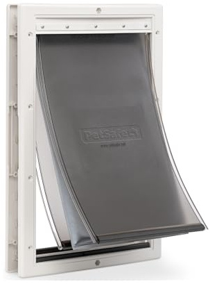 PetSafe Extreme Weather Dog Door for Exterior Door - Energy Efficient Door for Cats and Dogs Insulated Flap System, for Large Dogs up to 100 lb - Plastic Frame