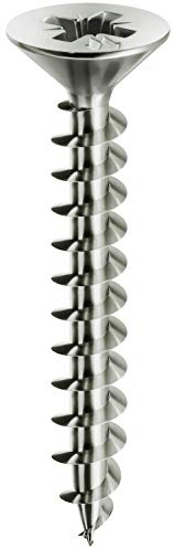 Mustad - 500 vis universelles Panelvit tête fraisée, PZ2, D. 4,5 x 20 mm, zinguée blanche, lubrifiée