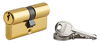 Cilindro europeo a doppia entrata Ecopro, 30x30mm, alluminio, anti-sfilamento, 3 chiavi, finitura ottone - THIRARD