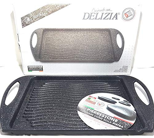 3BDISTRIBUZIONE Bistecchiera Griglia in Alluminio Nero Rettangolare cm. 34 x 24