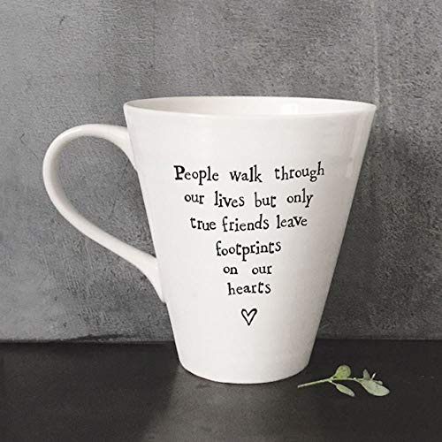 East of India - Taza de porcelana con texto en inglés True Friends Leave Footprints on Our Hearts..