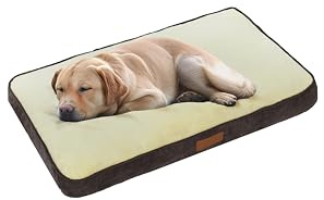Ellie-Bo Große 87 cms x 57 cms Hundebett braun Cord Seiten und Creme Kunstfell Topping passen Käfig 91,4 cm Große Hunde oder Box