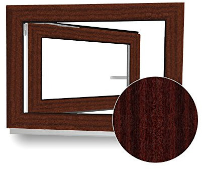Kellerfenster - Kunststoff - Fenster - braun (Mahagoni) / weiß - BxH: 60 x 60 cm - DIN Links - 3-fach-Verglasung - 70mm Profil - Wunschmaße möglich!