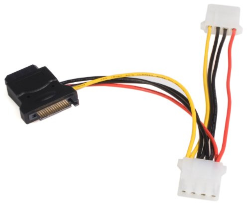 StarTech.com SATA to LP4 Power Cable Adapter with 2 Additional LP4 - Power adapter - 4 pin internal power (F) to SATA power (M) - 5.9 in - black - LP4SATAFM2L