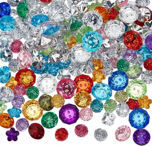PandaHall 144 pcs Acryl Strass Knöpfe Mischfarbe Kristall Facettiert Strass Rivoli Xilion Diamant Nähen Befestigung Knöpfe für DIY Nähen Dekor Hochzeit Gunst Trinkets