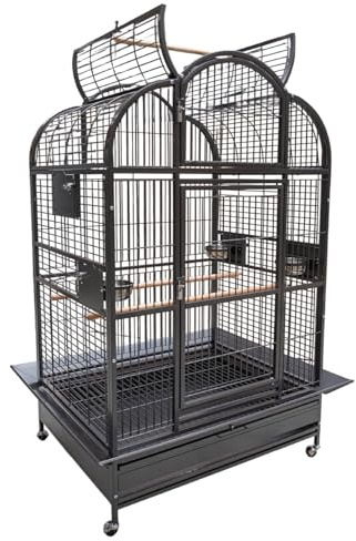 Montana Cages | Papageienkäfig New Berlin XXL für Papageien | großes Vogelheim mit Vario-Dach, Edelstahlnäpfe & Rollen - geeignet für große und mittlere Papageien