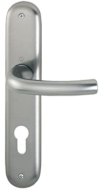 HOPPE 2947425 Tokyo a placa larga, cilindro perfilado, distancia 88 mm, para grosor de puerta 37-42 mm, efecto acero inoxidable