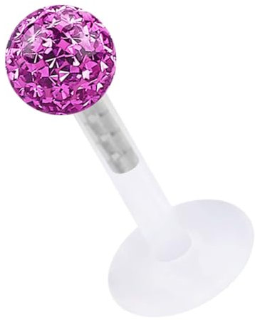 Modern Nature Piercing-Schmuck Lippenpiercing Teflon Labret Stecksystem Stahl 1,2 x 12 mm mit 3 mm Epoxykugel in pink