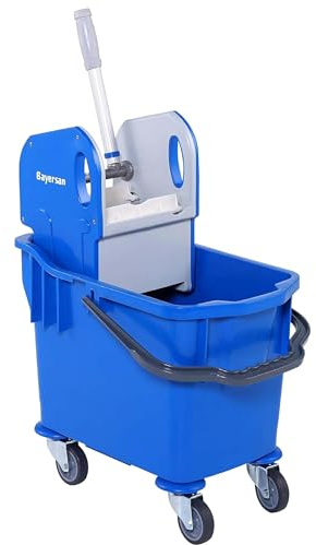 25L Industrial Kentucky Mop Bucket by Bayersan with Heavy-Duty Wringer & Wheels - Commercial Cleaning Bucket for Offices, Schools, Warehouses & Professional Use (Blue)