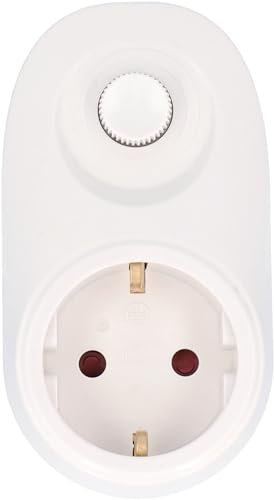 UNITEC 47535 Adattatore spina con dimmer, dimmer presa per lampade alogene ad incandescenza e ad alta tensione fino a 280 watt, bianco