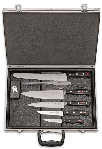 F. DICK Messer-Set Premier Plus mit Magnetkoffer (mit Magneteinlage, inklusive Kochmesser/Filetiermesser + Buffetpinzette, für Profi- und Hobbyköche, sicherer Transport) 81161000, Schwarz