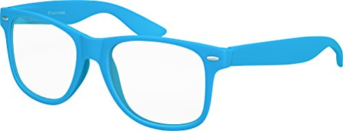 Balinco Lunettes de soleil Nerd avec verre clair mat Rubber Retro Vintage unisexe avec charnière à ressort (bleu clair)