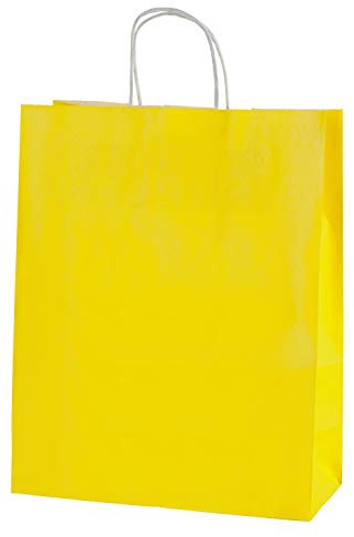 Thepaperbagstore 20 högkvalitativa papperspåsar med tvinnade handtag - gul - medium 250 x 110 x 310 mm