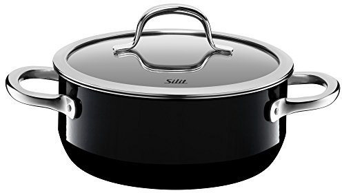 Silit Passion Black Kochtopf 20cm, Glasdeckel, Bratentopf 2,4l, Silargan Funktionskeramik, Topf Induktion, schwarz