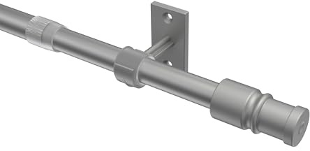 INTERDECO Cafehausstange ausziehbar, Scheibenstange 12/10 mm aus Metall und Kunststoff, zum Anschrauben oder Kleben, Silber-Grau, für Scheibengardinen und Kurzgardinen, Typ 2012011, 55-85 cm