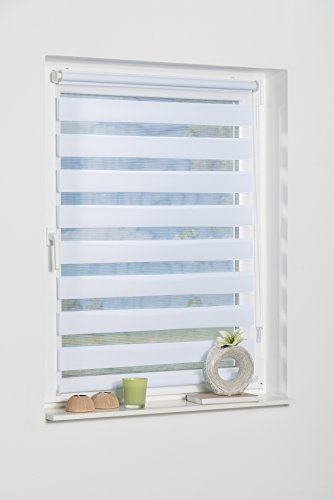 K-home Klemmfix Doppelrollo Andorra ohne Bohren Weiß 60 x 150 cm (B x L)