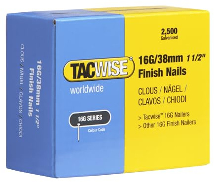 Tacwise 0296 Typ 16G / 38 mm Verzinkte Nägel, 2500 Stück