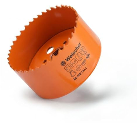 Weischer® - HSS Bi-Metall Lochsäge Ø 108 mm | Schnitttiefe 40 mm | für Holz, Aluminium, Kunststoff, Trockenbau, Gips und Metall I Bohrkrone Dosenbohrer