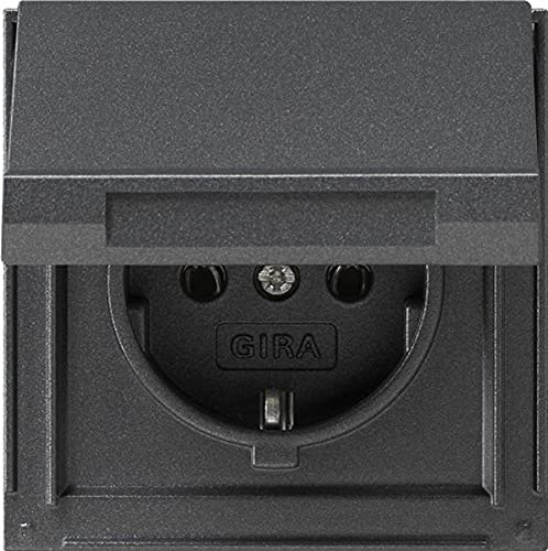 Gira Steckdose SCHUKO 045467 KD TX_44 (WG UP) anthrazit, 250 V | Schutzkontakt-Dose IP44 für Feuchtraum-Installation, robustes Design, 250 V, passend für Gira Schalterprogramm TX44