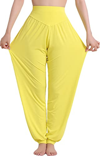Hoerev Super Soft Spandex Byxor Modal Harem Yoga Pilates，Gul，S