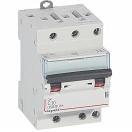 406890 Disjoncteur triphasé 10A - 3P Courbe C - 4,5/6kA - À vis - Legrand DX3