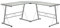 Flash Furniture Mesa de esquina en forma de L, 212 cm, para ordenador, para casa u oficina, para juegos, ahorra espacio, fácil de montar, transparente/plata, 1 unidad