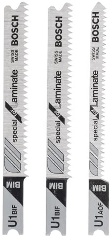 Bosch 3-teiliges Stichsägeblatt-Set (U-Schaft, für Laminat, U 1 BIF + U 1 AOF, Professional Zubehör Stichsäge)