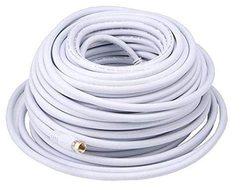 Monoprice 104062 - Cavo coassiale Quad Shield CL2 RG6 18AWG 75 Ohm Quad Shield CL2 con connettore di Tipo F, Colore: Bianco