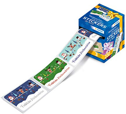 HERMA 15139 Weihnachtssticker auf Rolle, Weihnachtsmann, Weihnachtsdeko Geschenk Aufkleber, 200 kleine glänzende Weihnachtsmotiv Etiketten
