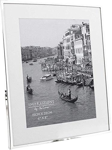 Impressions narrow silver plated 6 x 8 photo frame with white mount boarder