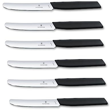 Victorinox Tafelmesser Rund 6er Pack, Schwarz, 5.1303.6