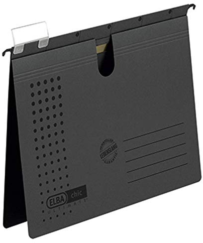 Elba Hängehefter chic für A4, aus Karton, anthrazit, 5er Pack, 100560165, 5 Stück