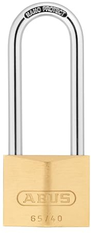 ABUS Vorhängeschloss Messing 65/40HB63 gl.-404 - gleichschließend und mit hohem Bügel - Messing-Schlosskörper - gehärteter Stahlbügel - ABUS-Sicherheitslevel 5