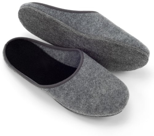 Pantoffelmann Filzpantoffeln mit Filzsohle I Grau I Größe 45 I Atmungsaktive & bequeme Filzhausschuhe für Damen & Herren I Stilvolle & warme Hausschuhe