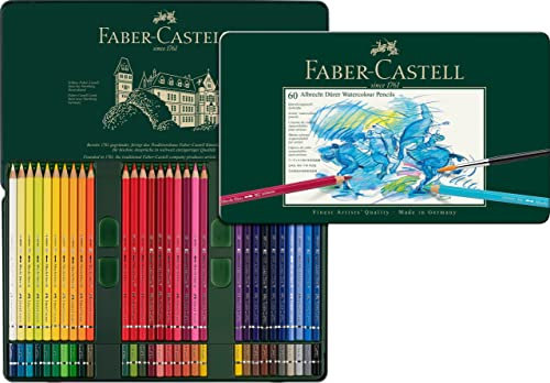 Faber-Castell 117560 Albrecht Dürer Aquarellstifte, Set mit 60 Aquarell Stiften mit dicken 3,8-mm-Minen, Holzstifte mit wasserlöslichen Pigmenten