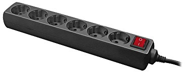 Logilink 6-Way Outlet Strip, 6X Schuko Stecker, ON/Off Schalter, Kinderschutz, 1,50 m Kabel, schwarz, LPS202B