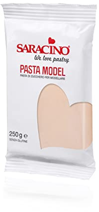 Saracino Pasta di Zucchero Model Rosa Beige per Modellaggio da 250 g senza Glutine Made in Italy