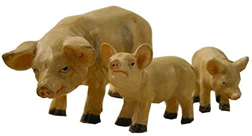 Krippenzubehör Hausschweine 3tlg. Höhe 3cm geeignet für 7-12cm Figuren, handbemalen
