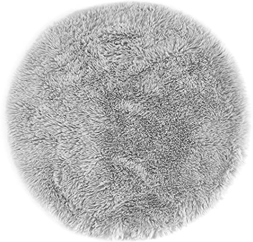 andiamo fuskpäls uppsättning om 4 sittdynor Alpa mysig sittunderlag 35 mm hög mjuk och fluffig dekorativ päls silver 34 cm rund