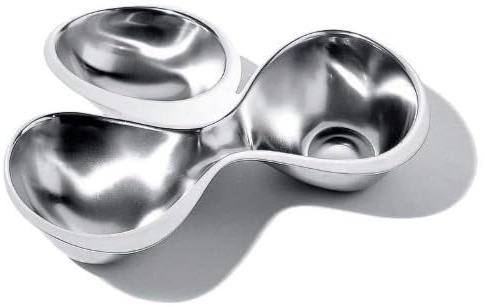 Alessi RA03 Schale mit 3 Sektionen, Edelstahl, Silber, 10.5 x 21.5 x 13.5 cm