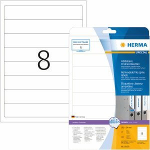 HERMA Ordneretiketten weiß Movables/ablösbar 192x34mm Special A4 VE=200
