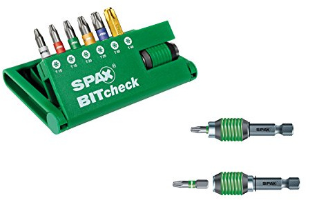 SPAX BITcheck, 7-teilig, 6 BITs T-STAR plus: T10, T15, T20, T25, T30,T40, und 1 Rapidaptor BIT-Halter, 5000009181309